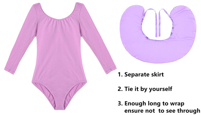 DANSHOW Girls Team Basic Long Sleeve Leotard with Skirt Kid Dance Ballet Tutu Dress(KD3028-XXL-09) - Image 4